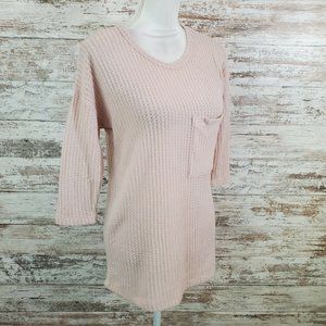 Bobeau Pink Waffle Knit Sweater, Size XS